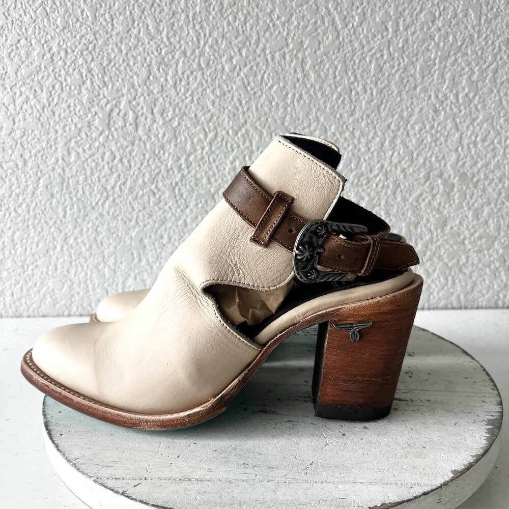 Lane HIGH NOON Cowboy Booties Putty Western Cowgirl Ankle Boots Sandals Size 8.5 - Picture 5 of 10